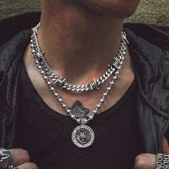 Para meus homens, colar gargantilha com corrente cubana de arame farpado, presente para ele