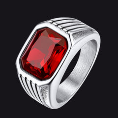 Edelstahlring mit gestreiftem Stein, Herren, Größe 7–14