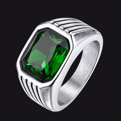 Edelstahlring mit gestreiftem Stein, Herren, Größe 7–14