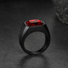 Edelstahlring mit gestreiftem Stein, Herren, Größe 7–14