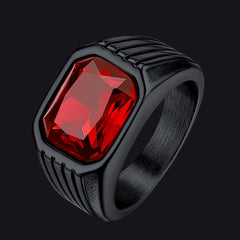 Edelstahlring mit gestreiftem Stein, Herren, Größe 7–14