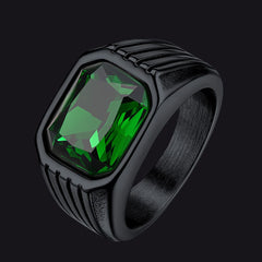 Edelstahlring mit gestreiftem Stein, Herren, Größe 7–14