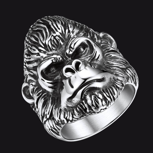 Anel Biker Gorilla King de Aço Inoxidável Masculino