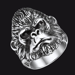 Anel Biker Gorilla King de Aço Inoxidável Masculino