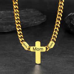 Colar de cruz cubana com vários nomes personalizado de 7 mm