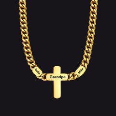 Colar de cruz cubana com vários nomes personalizado de 7 mm