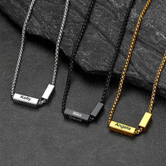 Colar com corrente cubana de 1 a 4 barras com nome personalizado