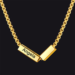 Colar com corrente cubana de 1 a 4 barras com nome personalizado