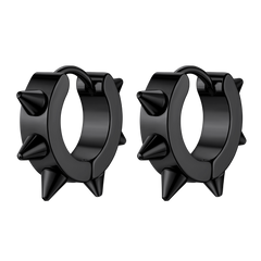 Punk Spike Rivet Huggie Hoop Earrings For Men Women