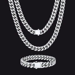 Conjunto de pulseiras de corrente cubana Miami 9 mm