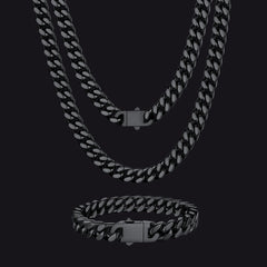 Conjunto de pulseiras de corrente cubana Miami 9 mm