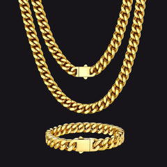 Conjunto de pulseiras de corrente cubana Miami 9 mm