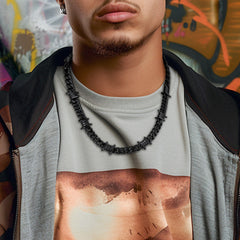 Conjunto de pulseiras de corrente cubana de arame farpado de 9 mm