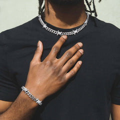 Conjunto de pulseiras de corrente cubana de arame farpado de 9 mm