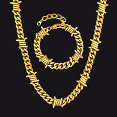 Conjunto de pulseiras de corrente cubana de arame farpado de 9 mm