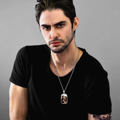 Colar de identificação com foto gravada personalizada para homens e mulheres