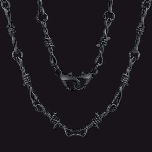 Gothic Thorn Barb Wire Chain Link Halskette Geburtstagsgeschenk für Männer