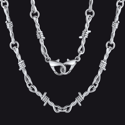 Gothic Thorn Barb Wire Chain Link Halskette Geburtstagsgeschenk für Männer