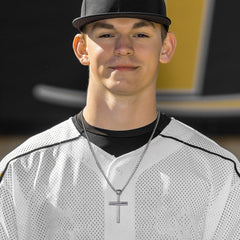 Colar com pingente esportivo de cruz e taco de beisebol para homens e mulheres