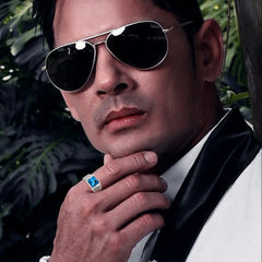 Anel minimalista com pedra preciosa para homens