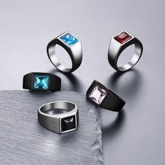 Anel minimalista com pedra preciosa para homens