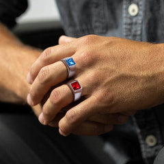 Anel minimalista com pedra preciosa para homens