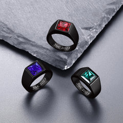 Anel minimalista com pedra preciosa para homens
