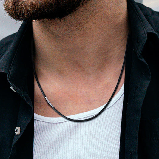 Colar de corda de cera com corrente de couro trançado 2 mm/3 mm