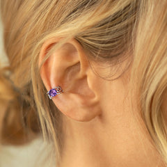 Brincos Ear Cuffs de Prata Esterlina com Pedras Celtas de Nascimento em 925