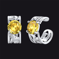 Brincos Ear Cuffs de Prata Esterlina com Pedras Celtas de Nascimento em 925