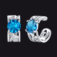 Brincos Ear Cuffs de Prata Esterlina com Pedras Celtas de Nascimento em 925