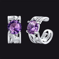 Brincos Ear Cuffs de Prata Esterlina com Pedras Celtas de Nascimento em 925