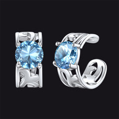 Brincos Ear Cuffs de Prata Esterlina com Pedras Celtas de Nascimento em 925