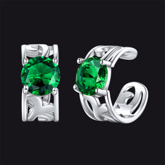 Brincos Ear Cuffs de Prata Esterlina com Pedras Celtas de Nascimento em 925