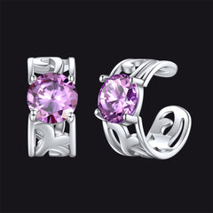 Brincos Ear Cuffs de Prata Esterlina com Pedras Celtas de Nascimento em 925