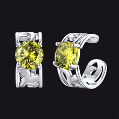 Brincos Ear Cuffs de Prata Esterlina com Pedras Celtas de Nascimento em 925