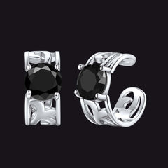 Brincos Ear Cuffs de Prata Esterlina com Pedras Celtas de Nascimento em 925