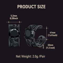 Brincos Ear Cuffs de Prata Esterlina com Pedras Celtas de Nascimento em 925