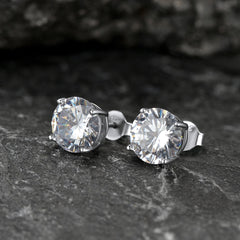 Brincos de prata esterlina com zircônia cúbica e diamante para homens e mulheres