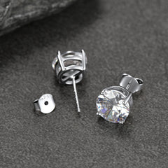 Brincos de prata esterlina com zircônia cúbica e diamante para homens e mulheres