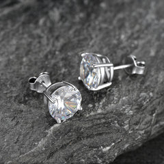 Brincos de prata esterlina com zircônia cúbica e diamante para homens e mulheres