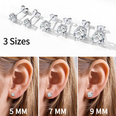 Brincos de prata esterlina com zircônia cúbica e diamante para homens e mulheres