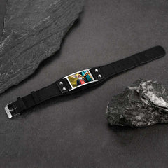 Personalisiertes Bild Lederarmband Schwarz