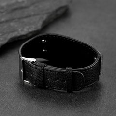 Personalisiertes Bild Lederarmband Schwarz