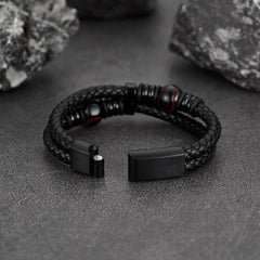 Pulseira esportiva de couro trançado com punho de beisebol