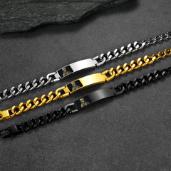 Pulseira de presente com imagem e corrente de elos cubanos com placa de identificação personalizada