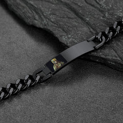 Pulseira de presente com imagem e corrente de elos cubanos com placa de identificação personalizada