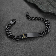 Pulseira de presente com imagem e corrente de elos cubanos com placa de identificação personalizada