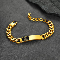 Pulseira de presente com imagem e corrente de elos cubanos com placa de identificação personalizada