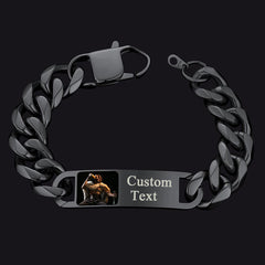 Pulseira de presente com foto personalizada e elos de corrente cubana